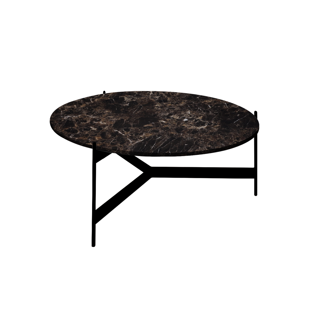 Mix & Match Round Marble Coffee Table with Black Y-shaped Metal Base