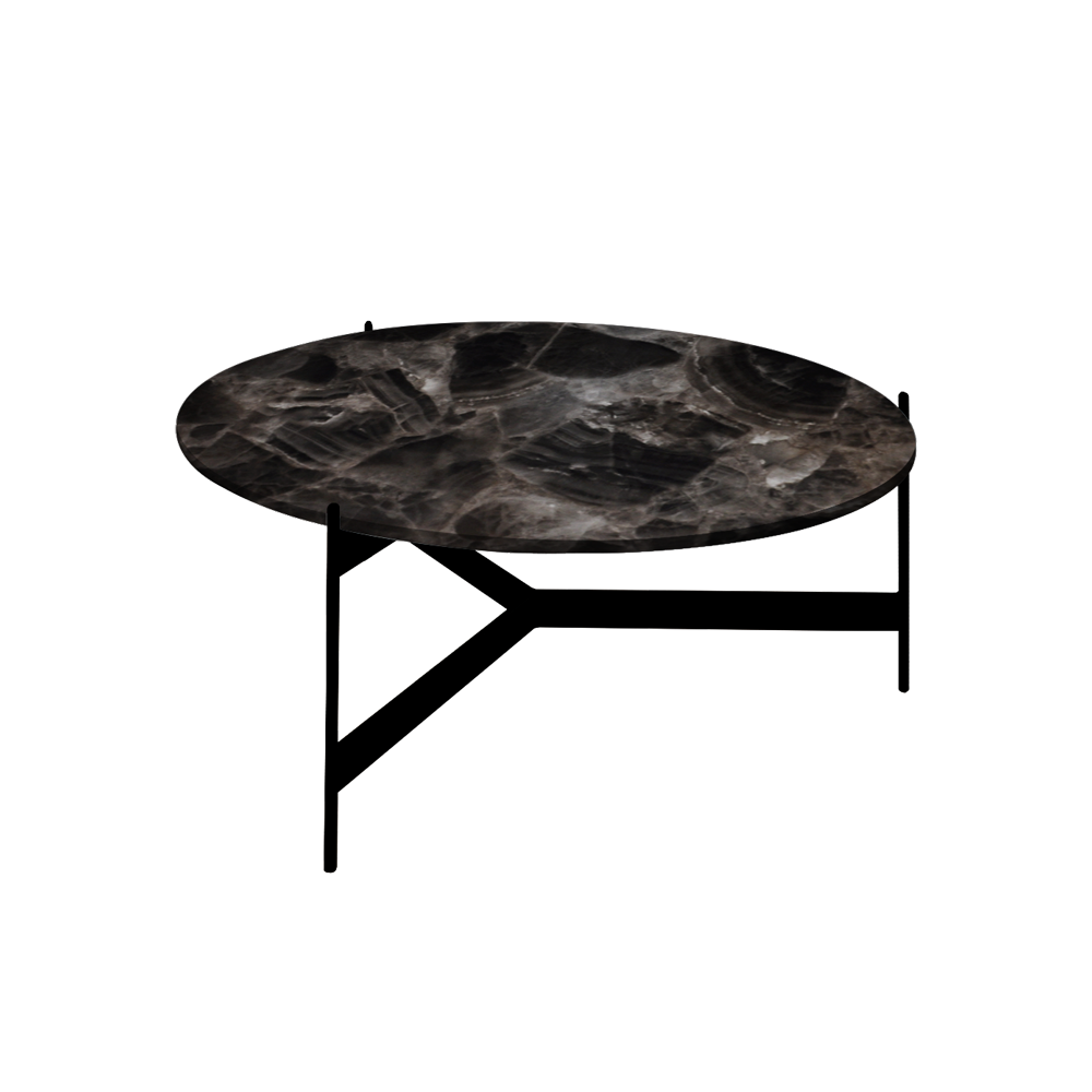 Mix & Match Round Marble Coffee Table with Black Y-shaped Metal Base