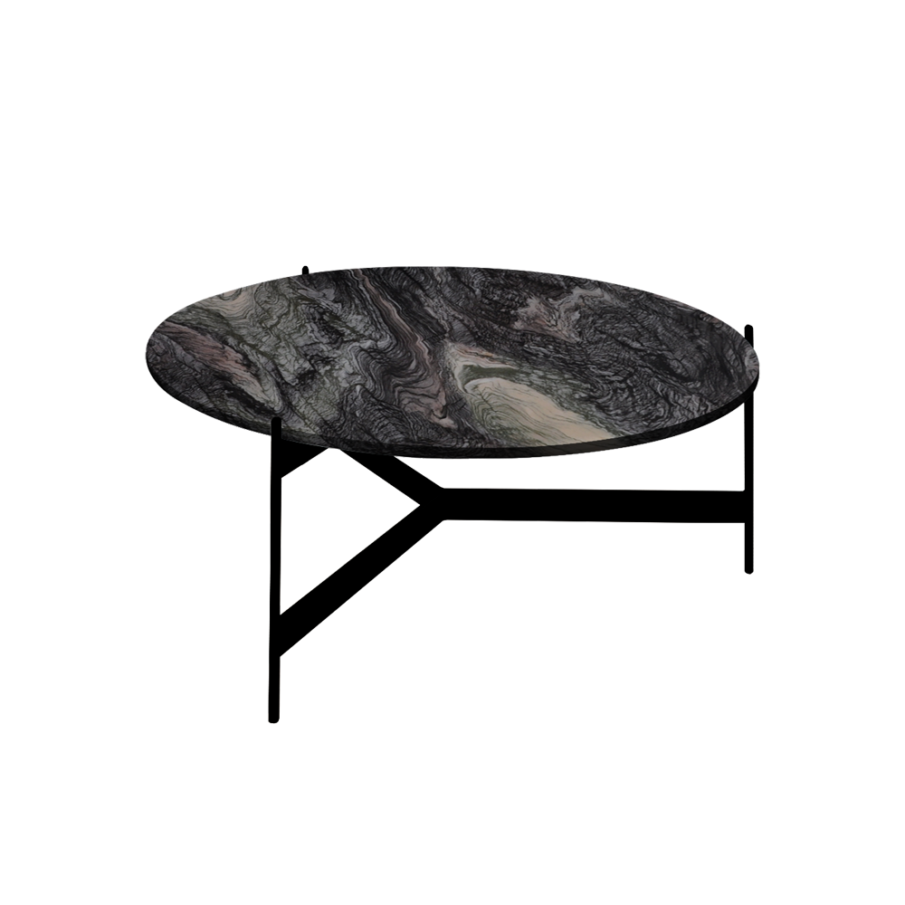 Mix & Match Round Marble Coffee Table with Black Y-shaped Metal Base