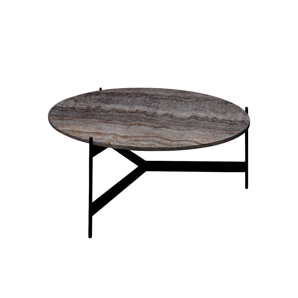 Mix & Match Round Marble Coffee Table with Black Y-shaped Metal Base
