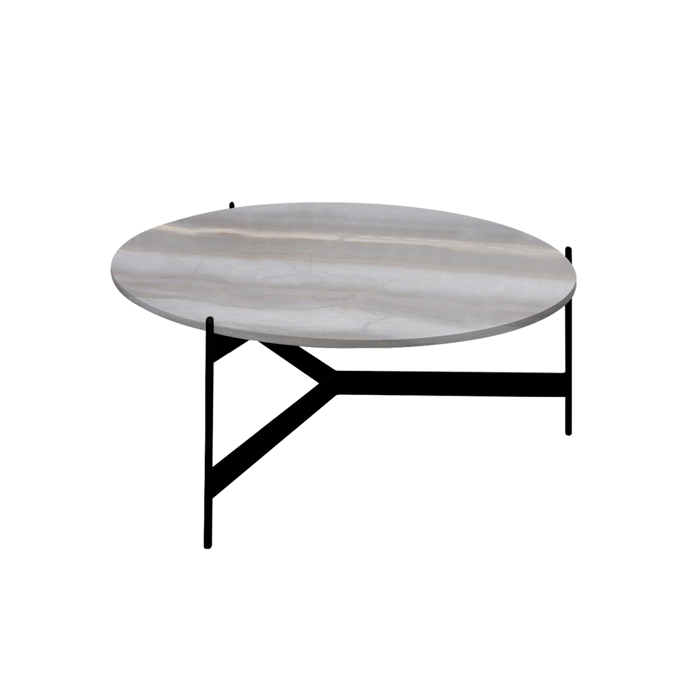 Mix & Match Round Marble Coffee Table with Black Y-shaped Metal Base