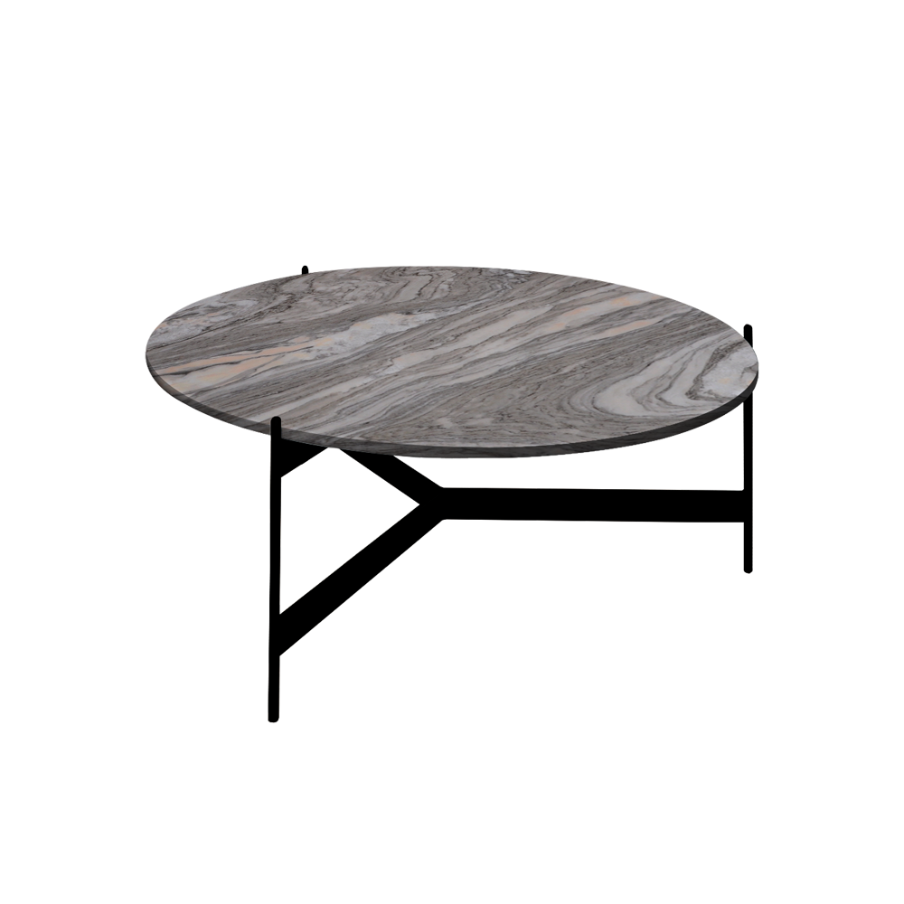 Mix & Match Round Marble Coffee Table with Black Y-shaped Metal Base