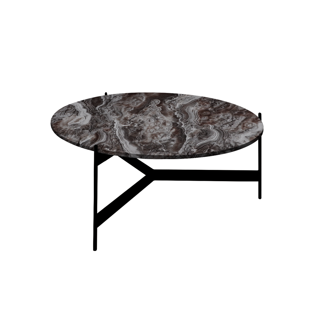 Mix & Match Round Marble Coffee Table with Black Y-shaped Metal Base