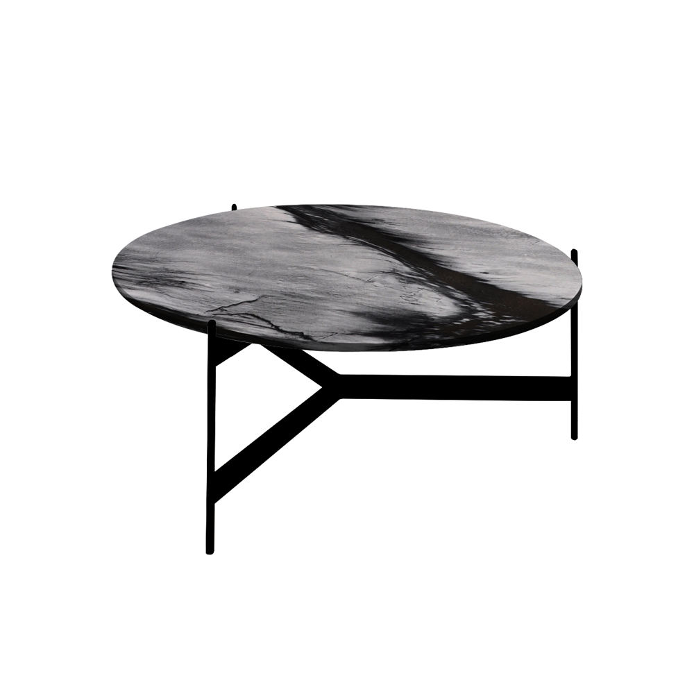 Mix & Match Round Marble Coffee Table with Black Y-shaped Metal Base