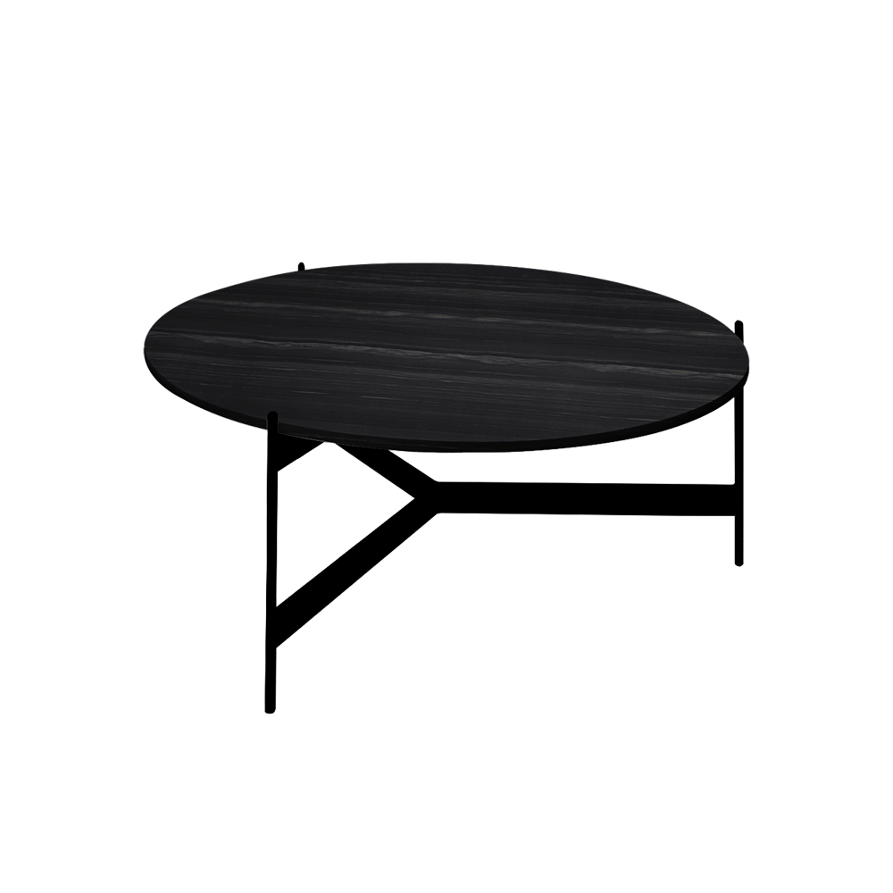 Mix & Match Round Marble Coffee Table with Black Y-shaped Metal Base