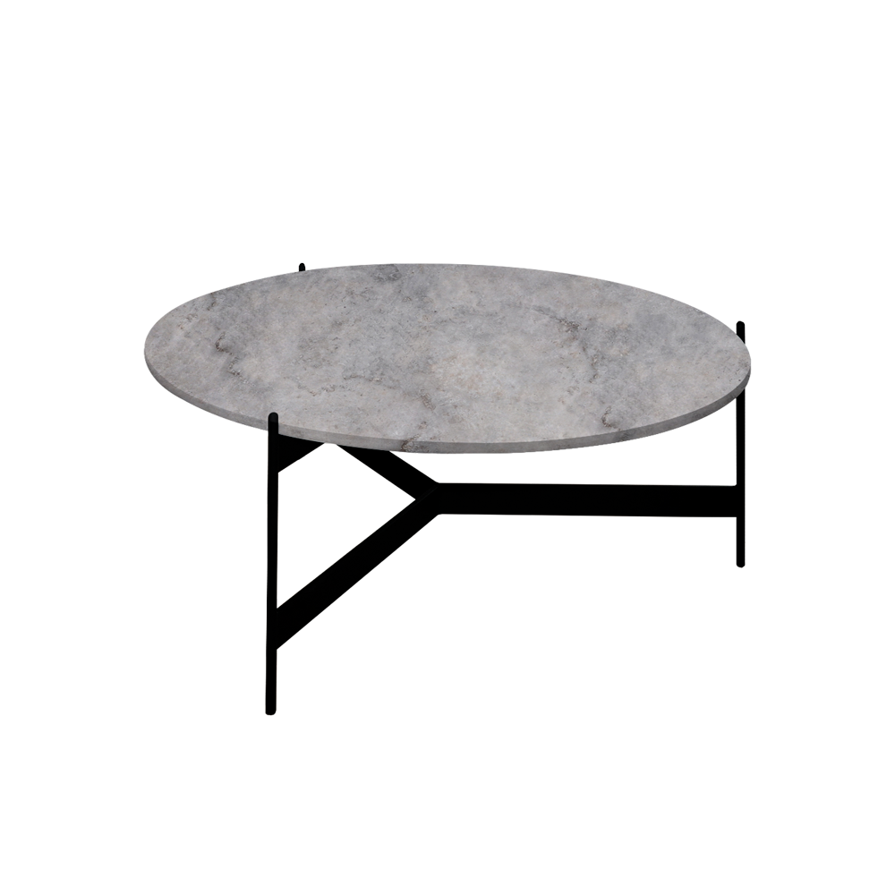 Mix & Match Round Marble Coffee Table with Black Y-shaped Metal Base
