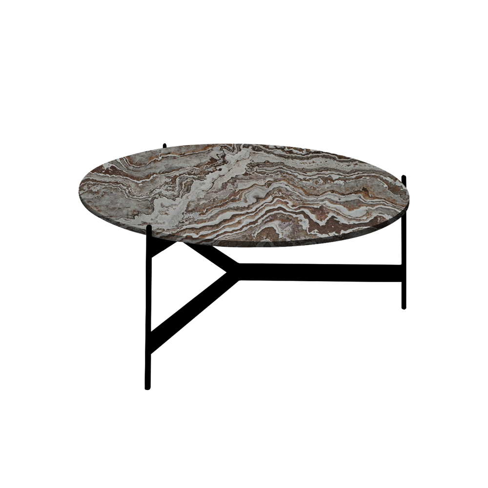 Mix & Match Round Marble Coffee Table with Black Y-shaped Metal Base