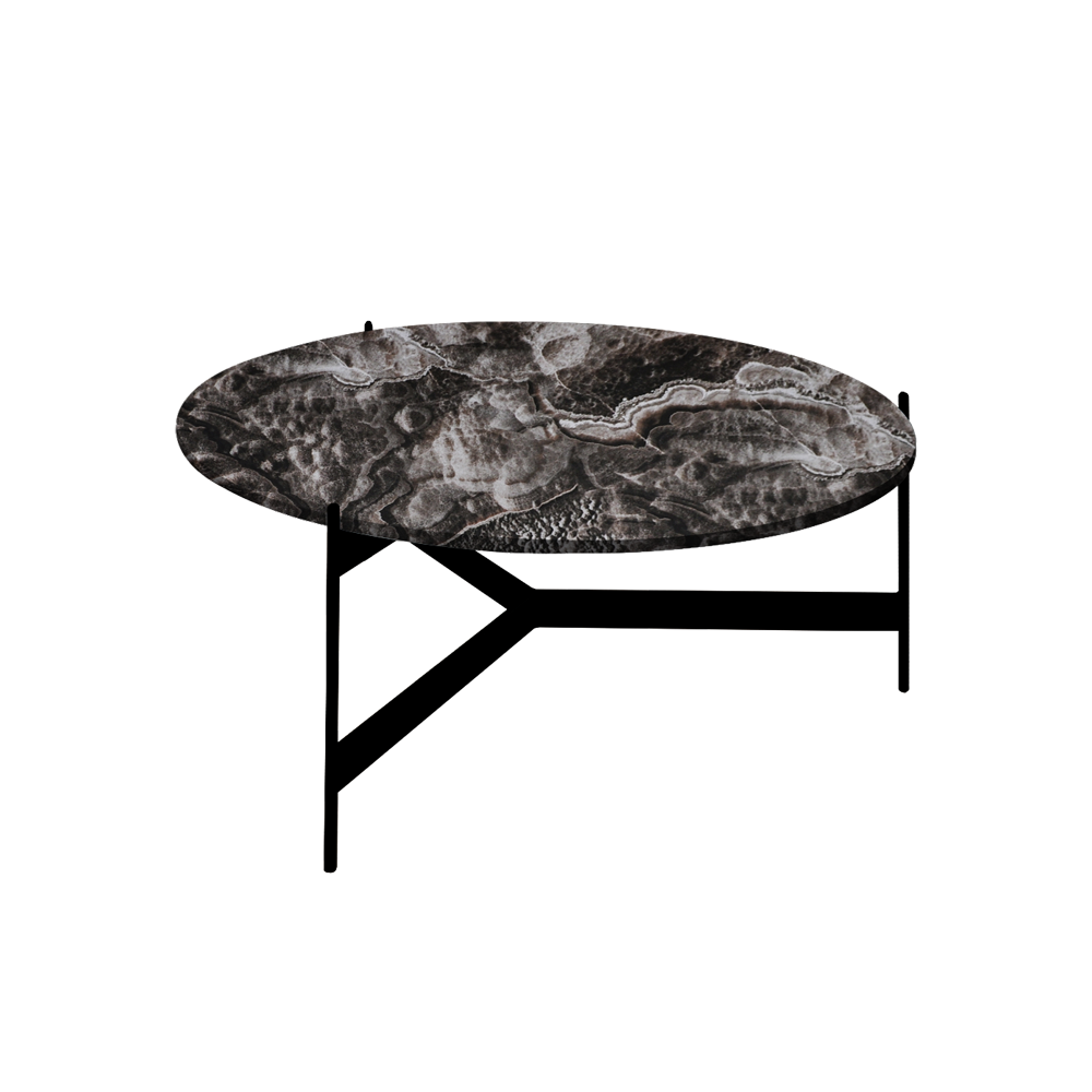 Mix & Match Round Marble Coffee Table with Black Y-shaped Metal Base