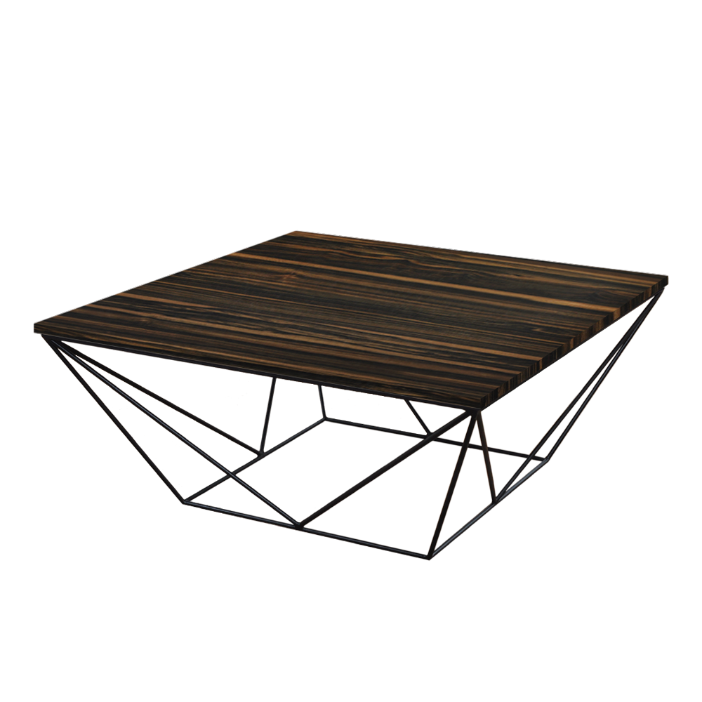 Mix & Match Square Marble Coffee Table with Black Geometric Metal Base