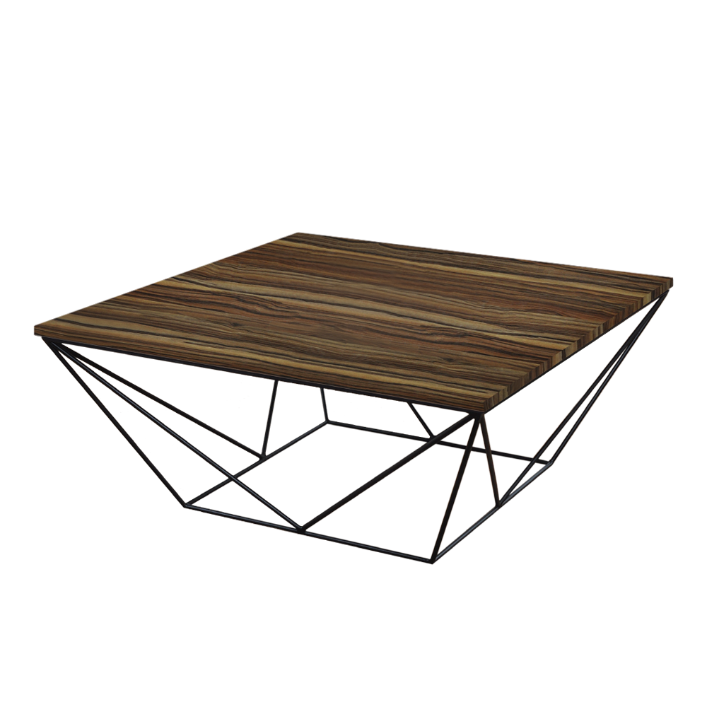 Mix & Match Square Marble Coffee Table with Black Geometric Metal Base