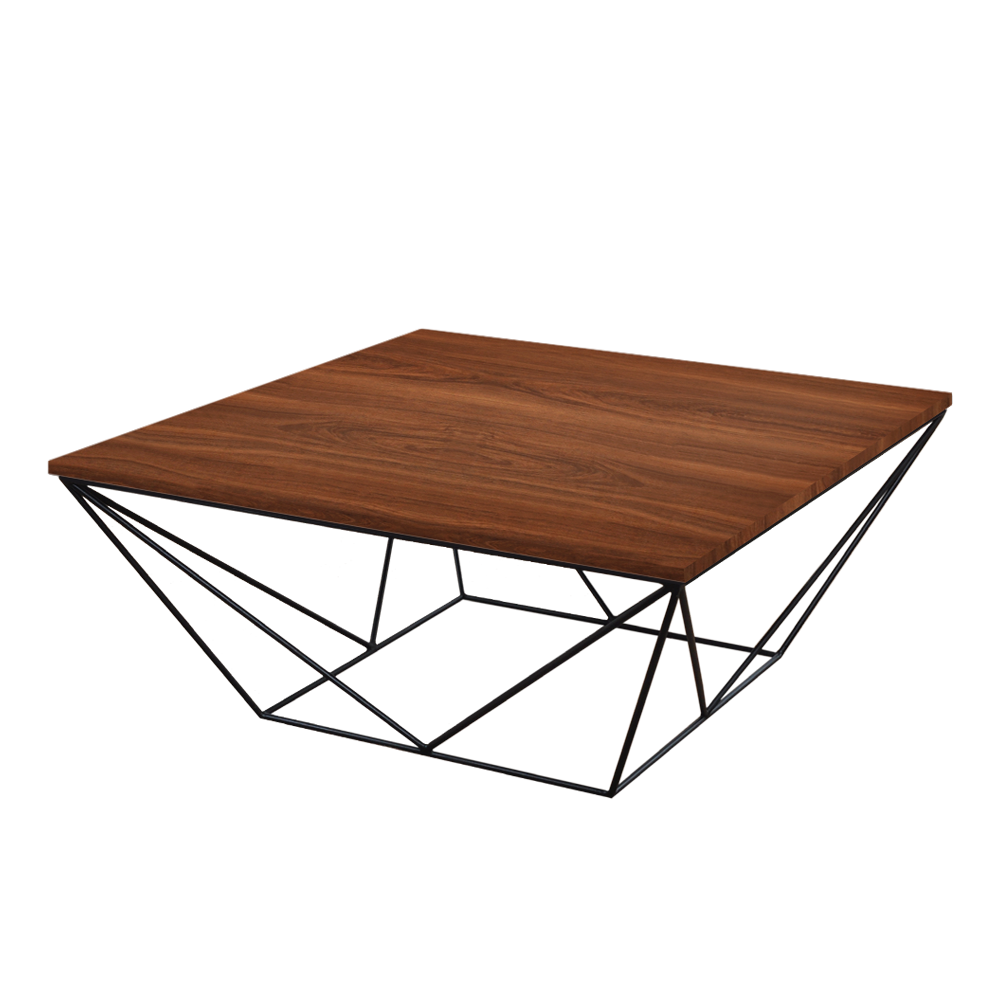 Mix & Match Square Marble Coffee Table with Black Geometric Metal Base
