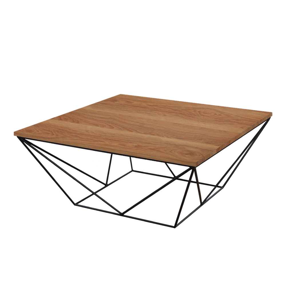 Mix & Match Square Marble Coffee Table with Black Geometric Metal Base