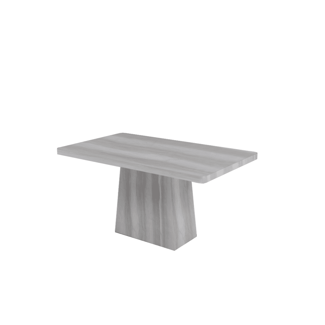 Simple Grey Rectangular Marble Dining Table with Marble Base (6-seater)