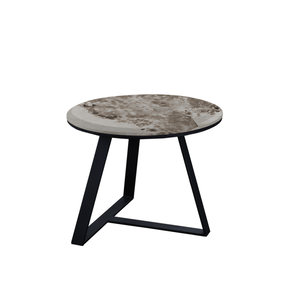 Mix & Match Round Marble Side Table with Black T-shaped Metal Base