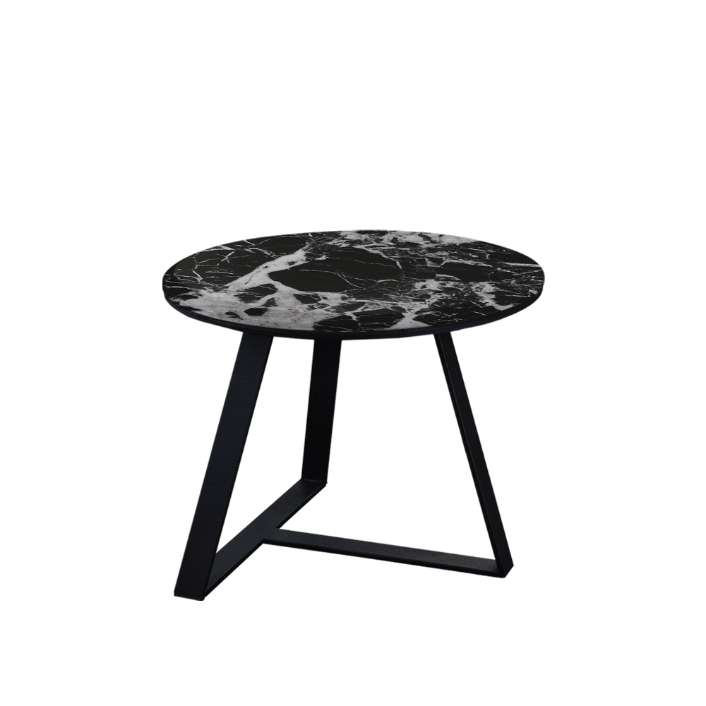 Mix & Match Round Marble Side Table with Black T-shaped Metal Base