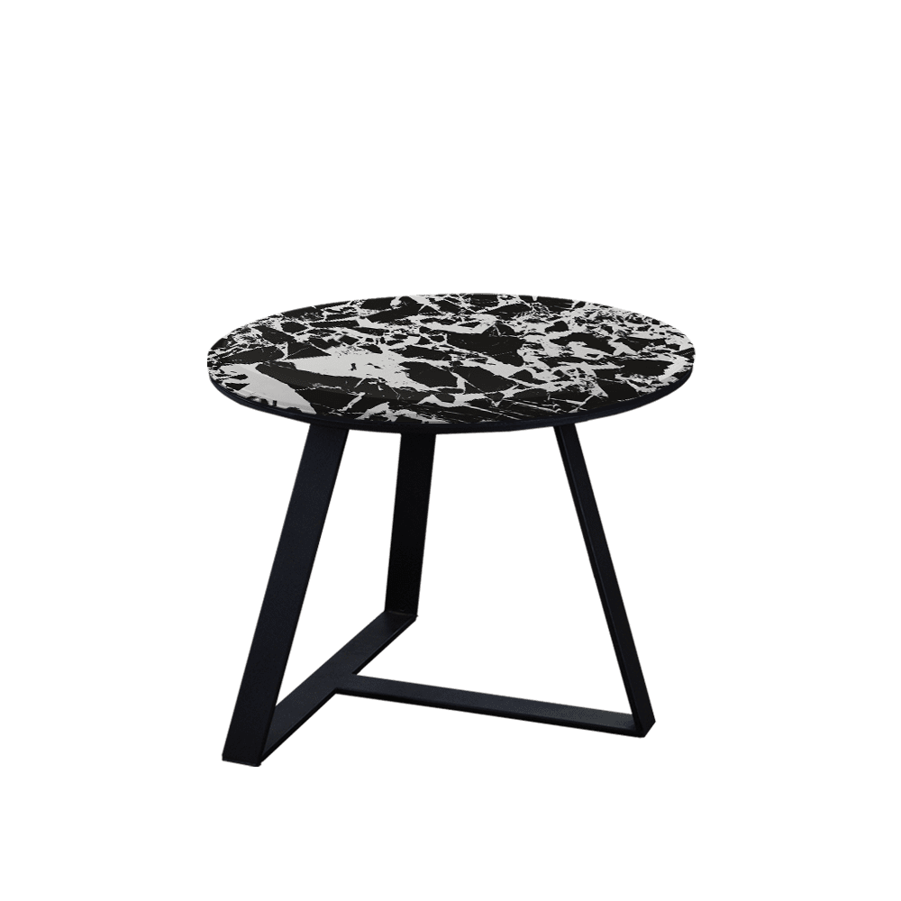 Mix & Match Round Marble Side Table with Black T-shaped Metal Base