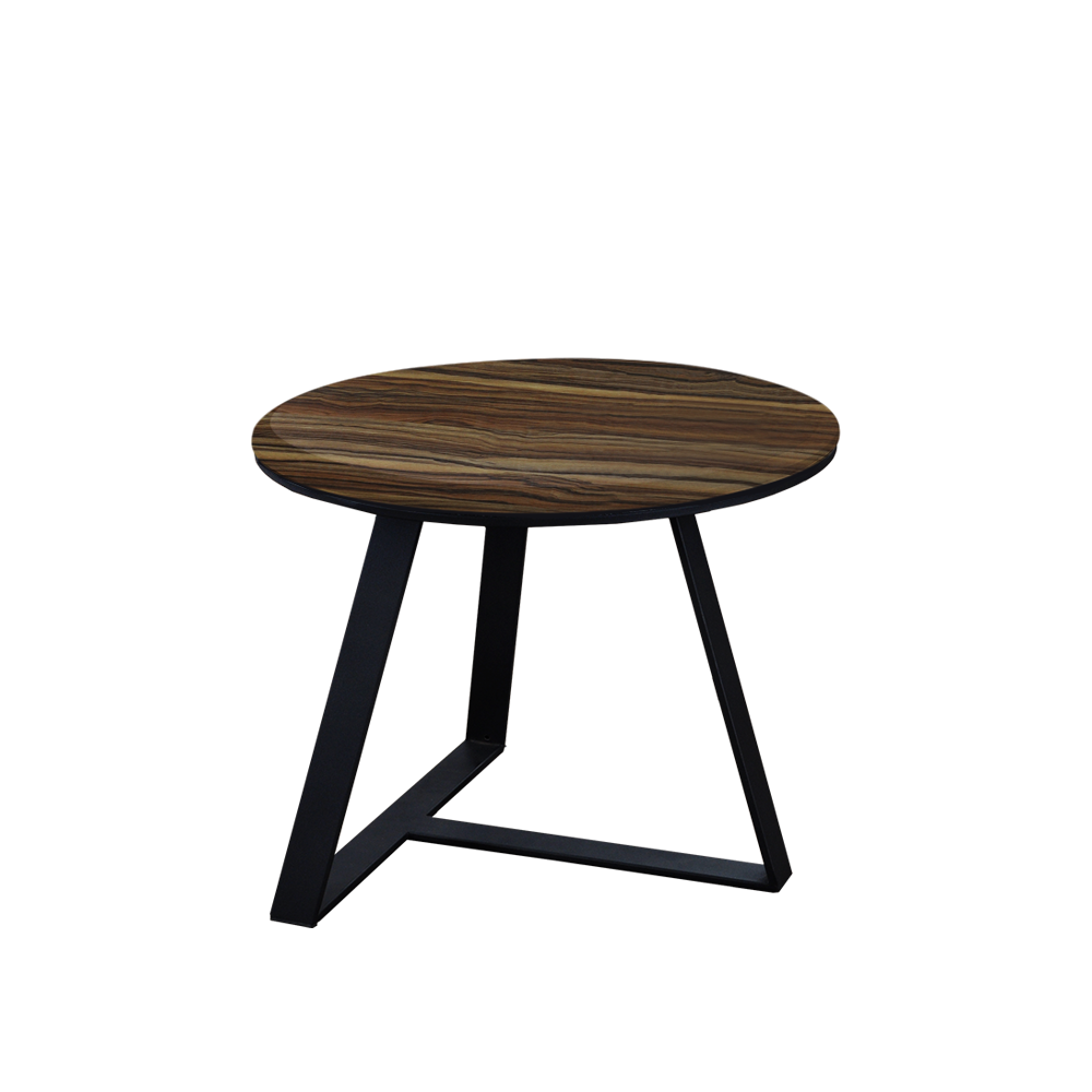 Mix & Match Round Marble Side Table with Black T-shaped Metal Base