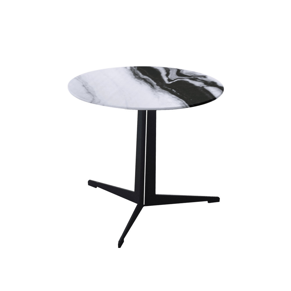 Mix & Match Round Marble Side Table with Black Tree-shaped Metal Base