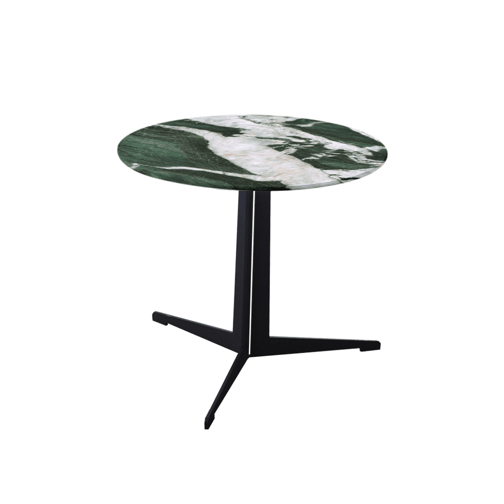 Mix & Match Round Marble Side Table with Black Tree-shaped Metal Base