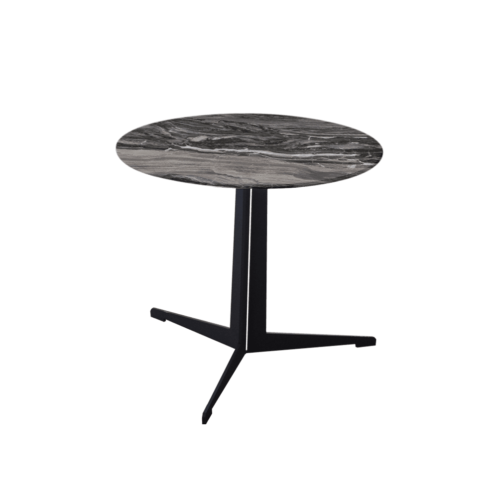 Mix & Match Round Marble Side Table with Black Tree-shaped Metal Base