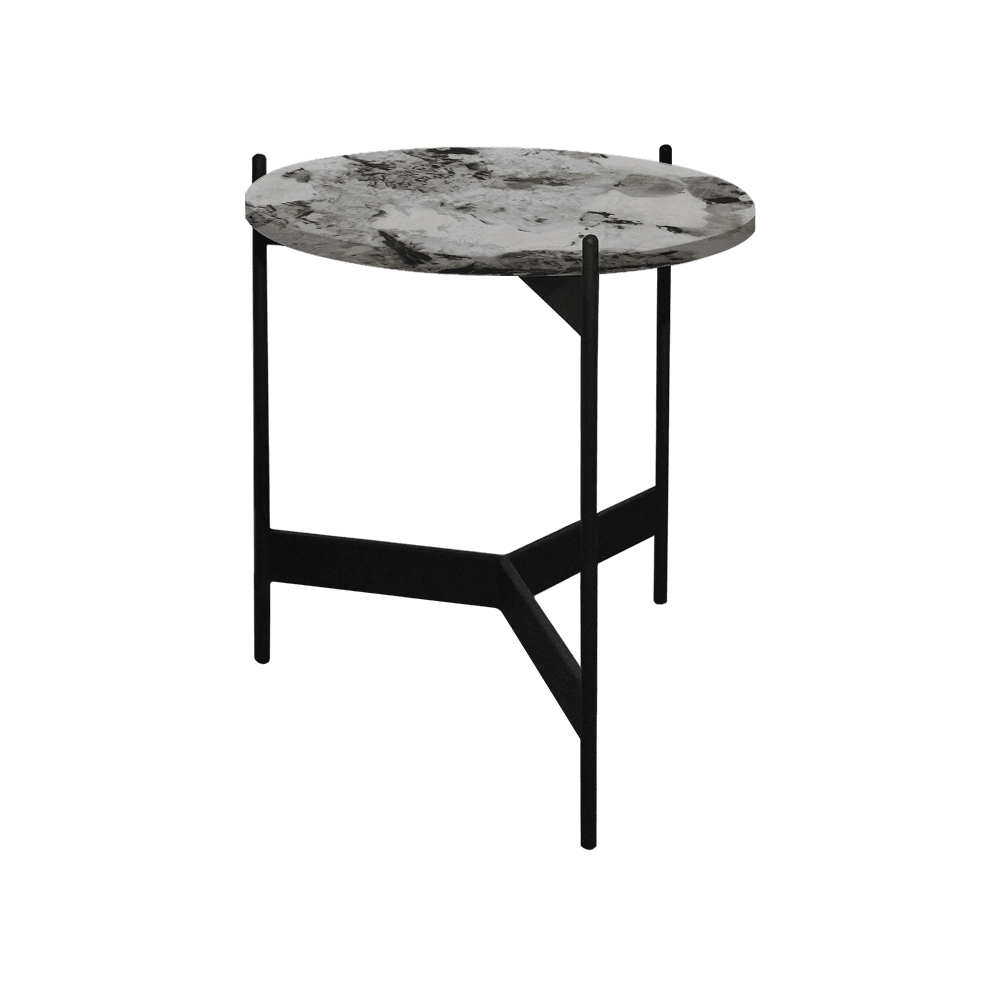 Mix & Match Round Marble Side Table with Black Y-shaped Metal Base