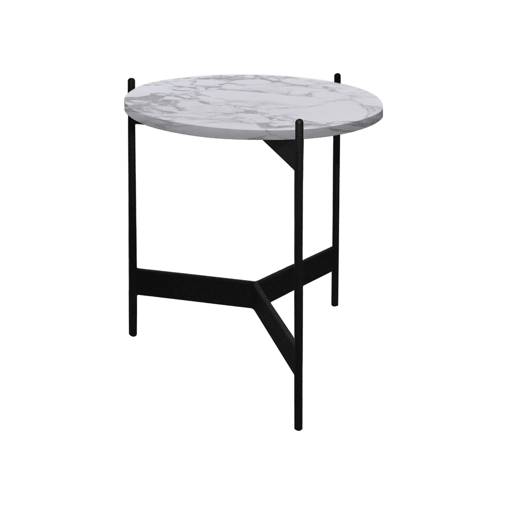 Mix & Match Round Marble Side Table with Black Y-shaped Metal Base