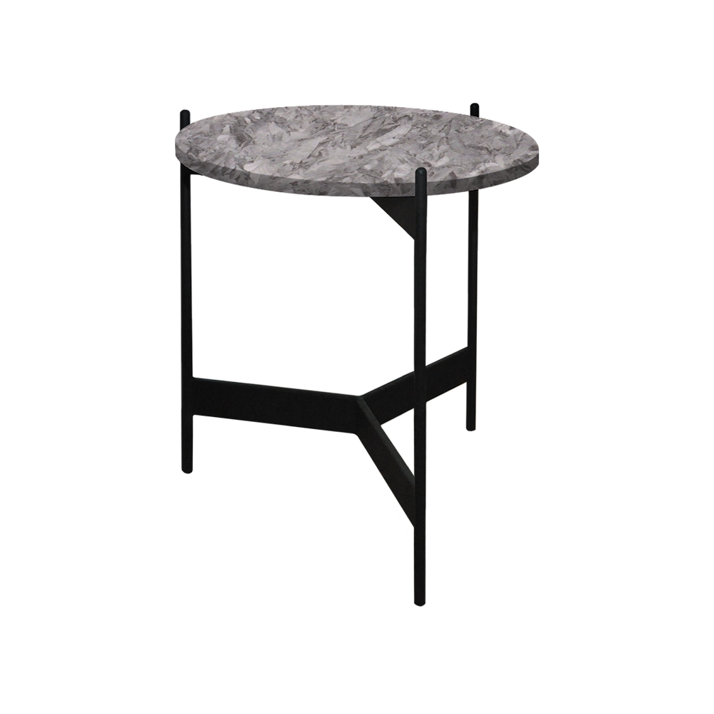 Mix & Match Round Marble Side Table with Black Y-shaped Metal Base