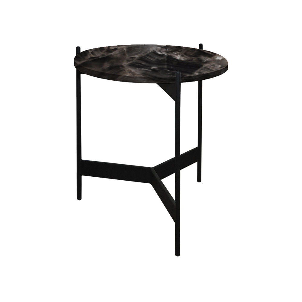 Mix & Match Round Marble Side Table with Black Y-shaped Metal Base