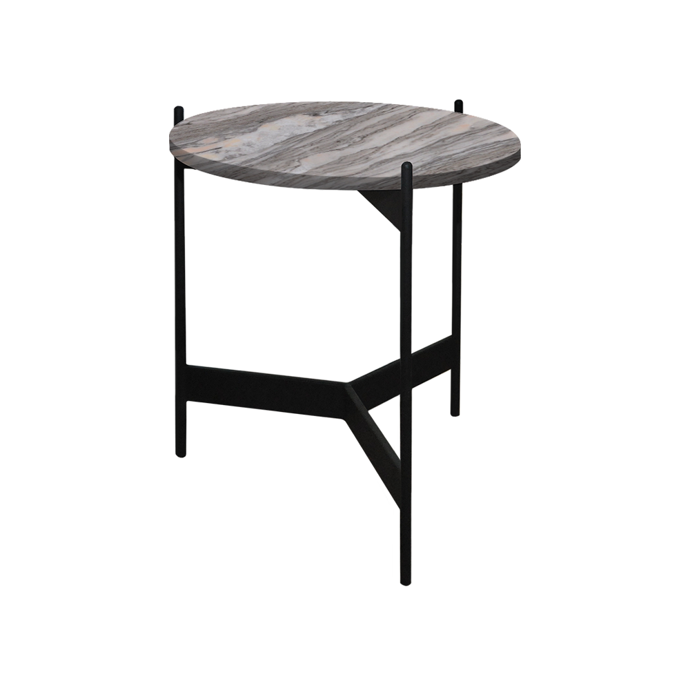 Mix & Match Round Marble Side Table with Black Y-shaped Metal Base