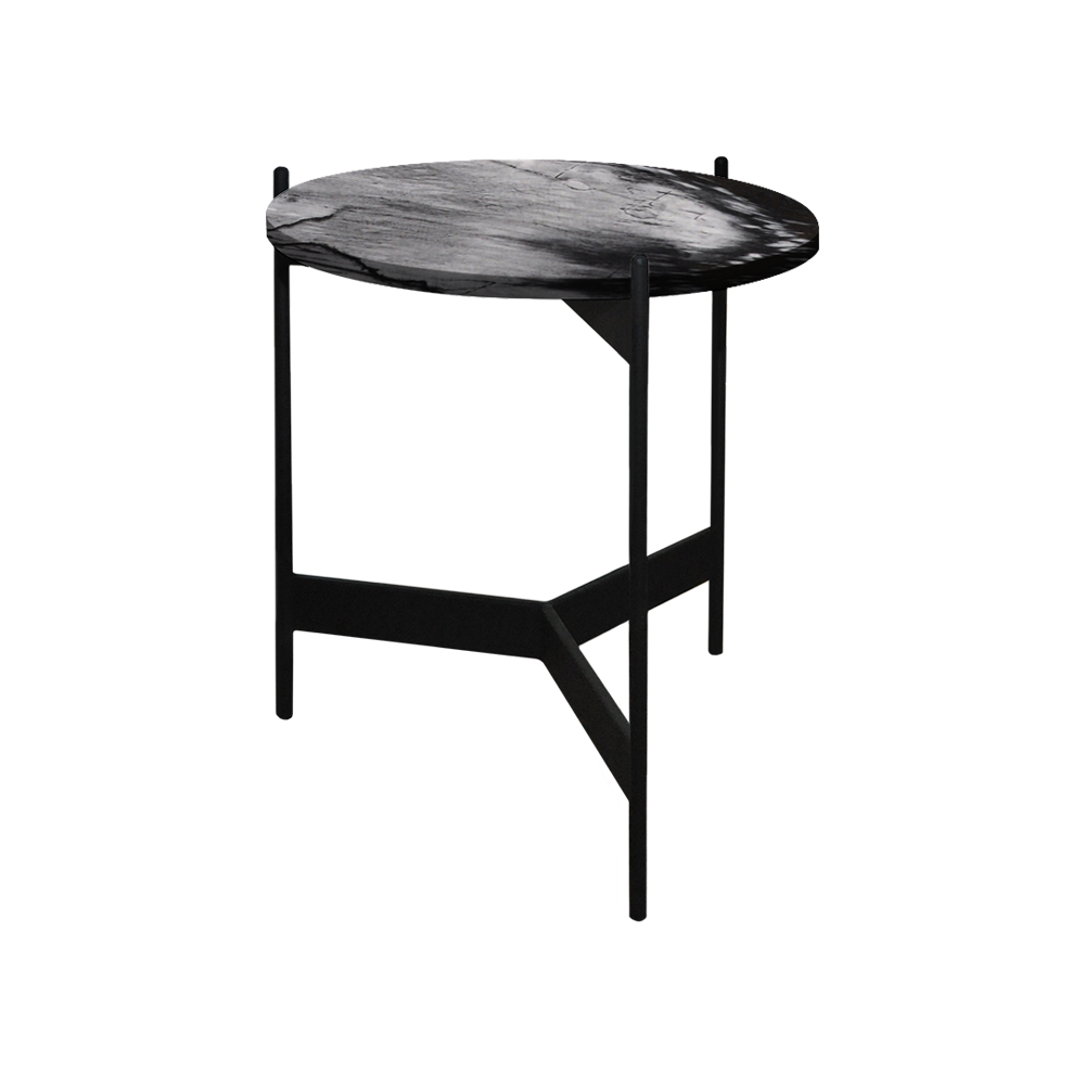Mix & Match Round Marble Side Table with Black Y-shaped Metal Base