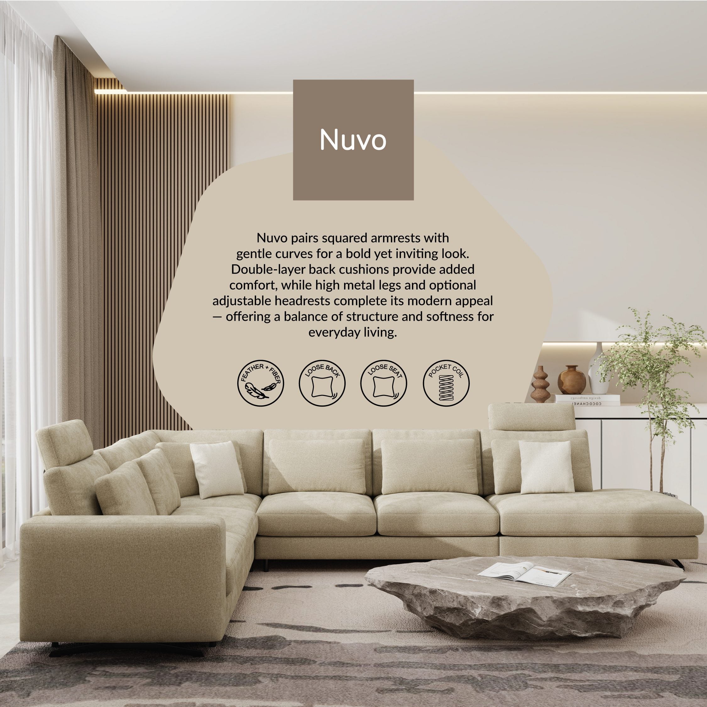 NUVO – Double Cushion Modern Sofa