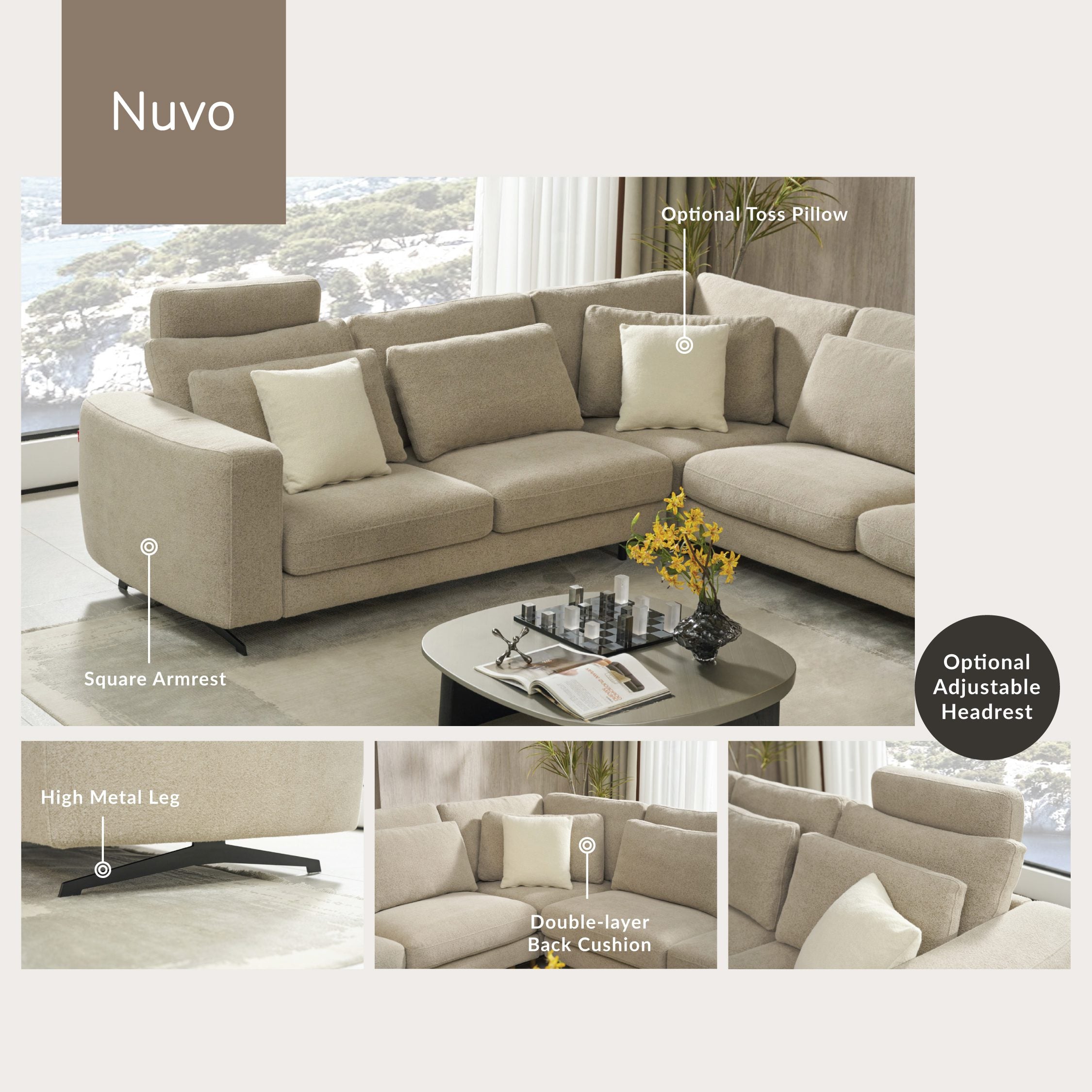 NUVO – Double Cushion Modern Sofa