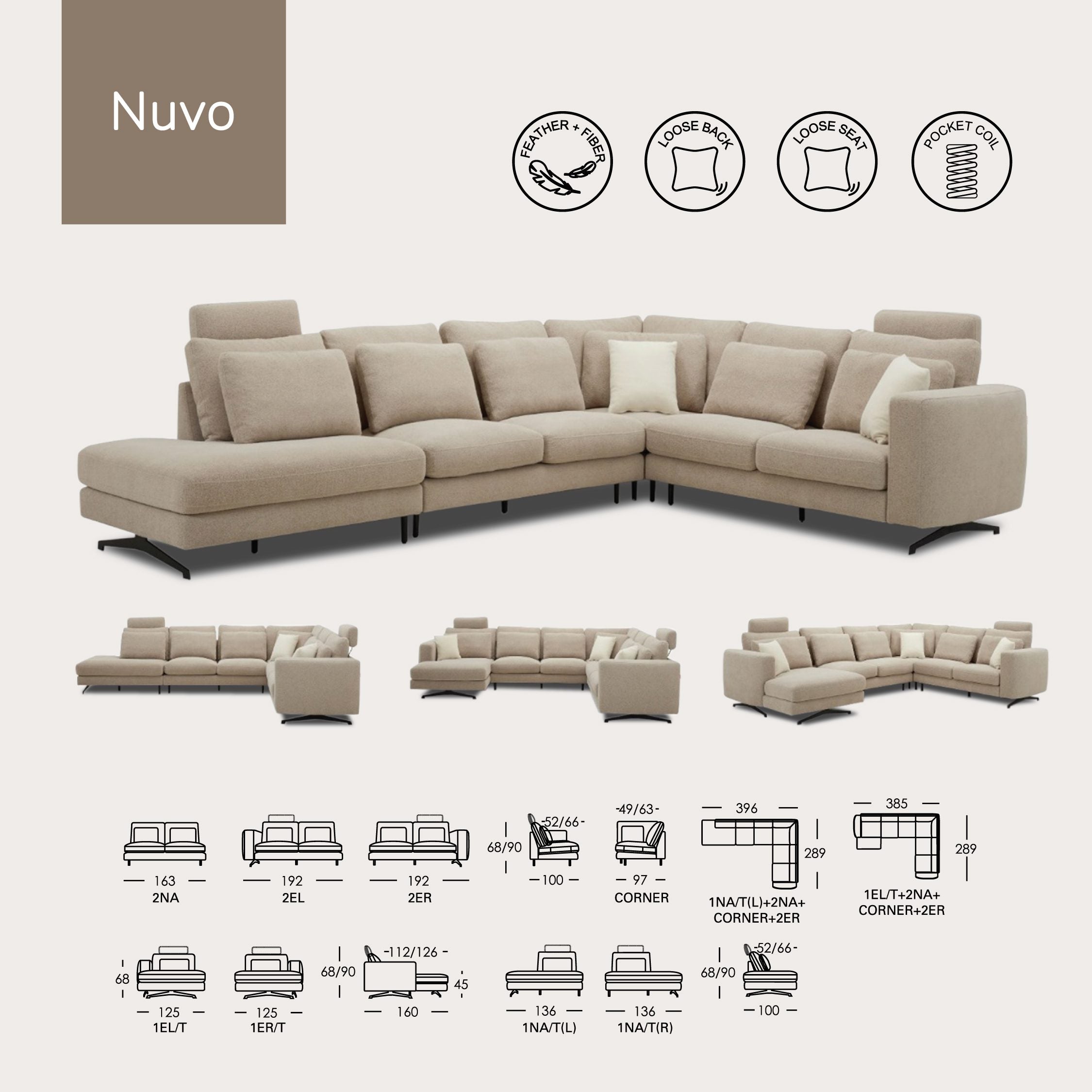 NUVO – Double Cushion Modern Sofa