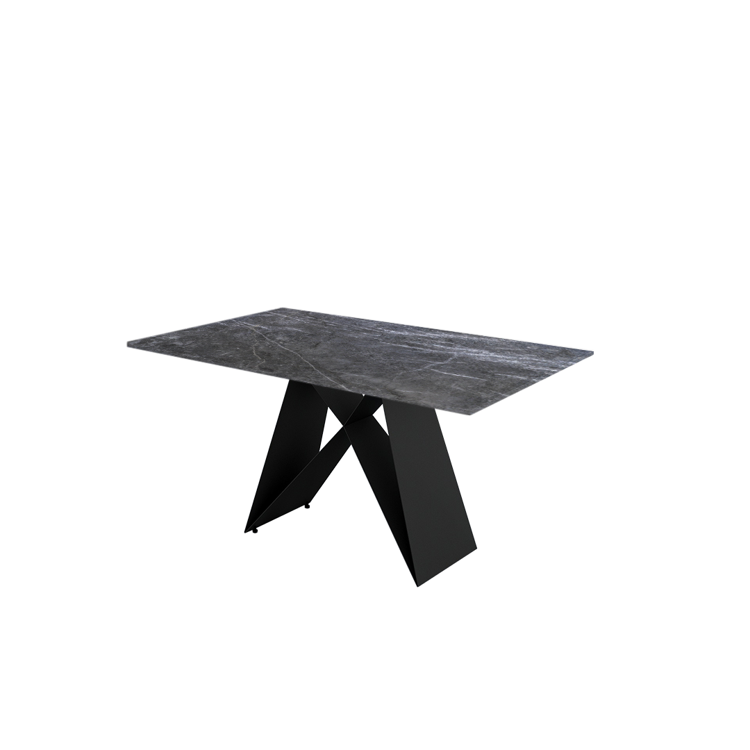 5ft Rectangular Era Silver Natural Marble Dining Table