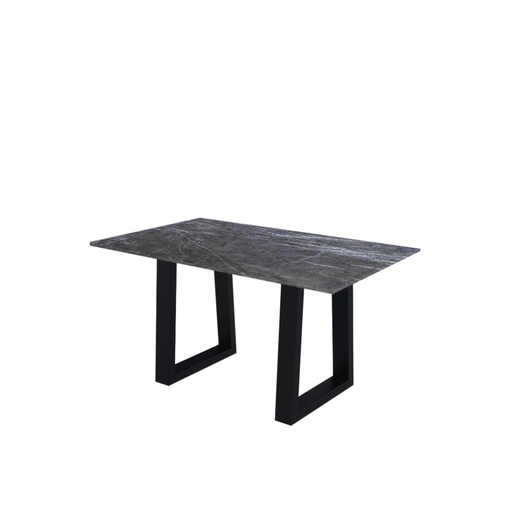5ft Rectangular Era Silver Natural Marble Dining Table