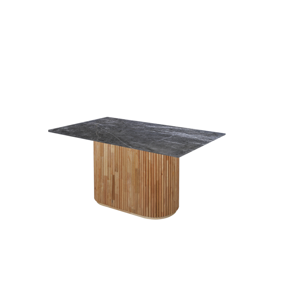 5ft Rectangular Era Silver Natural Marble Dining Table