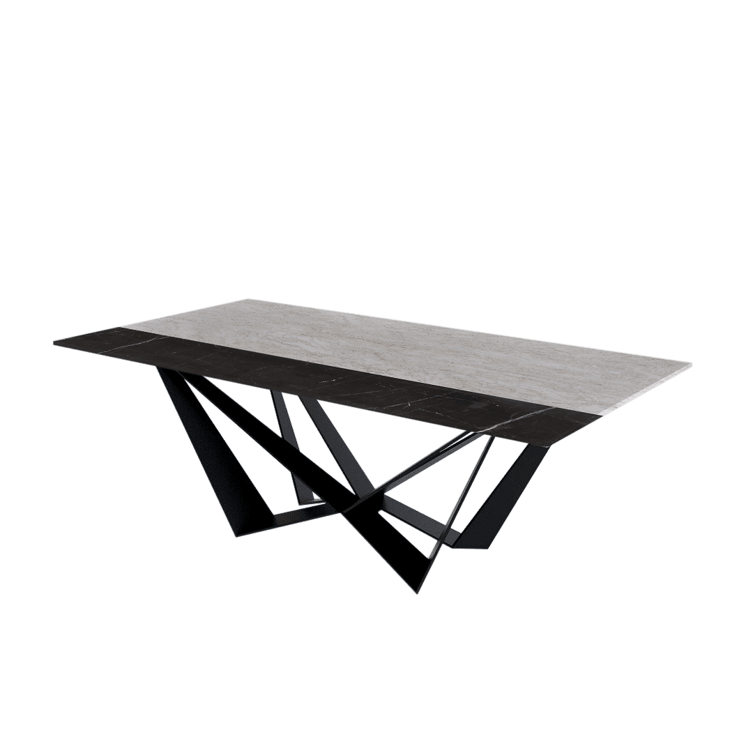 7ft Rectangular Crema Marfil Natural Marble Dining Table