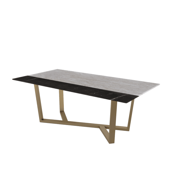 7ft Rectangular Crema Marfil Natural Marble Dining Table