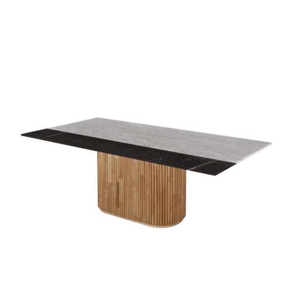 7ft Rectangular Crema Marfil Natural Marble Dining Table