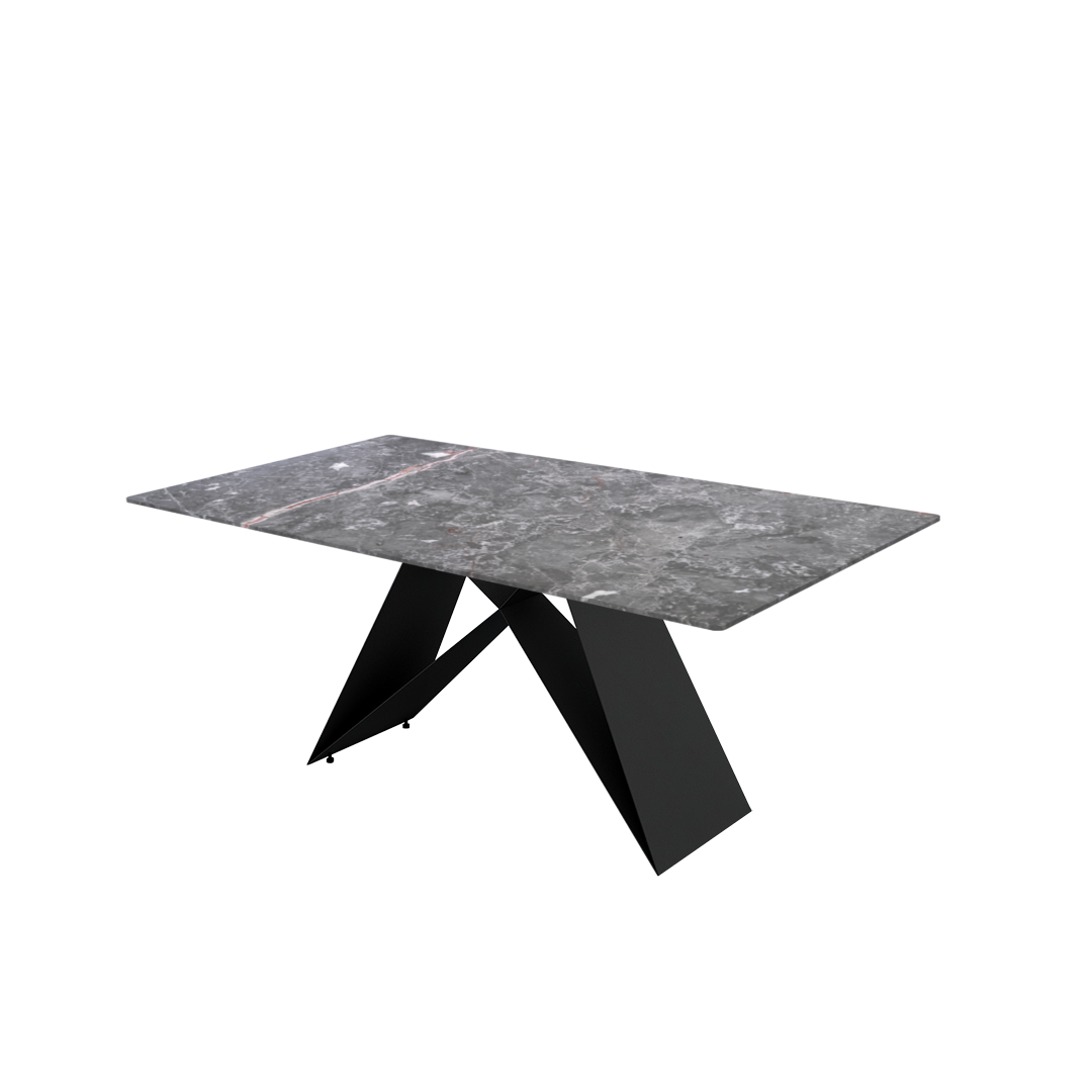 6ft Rectangular Perth Grey Natural Marble Dining Table