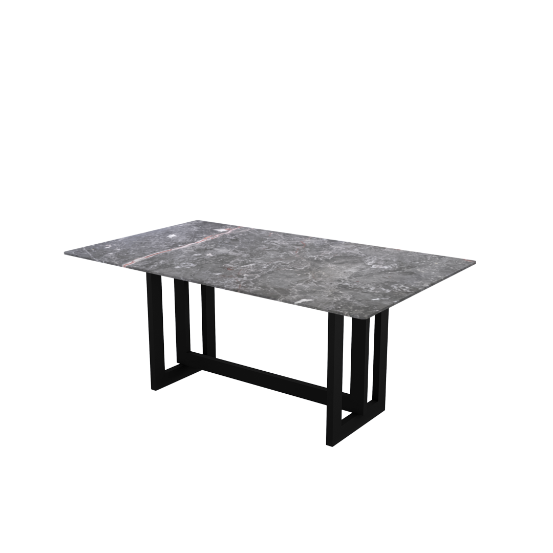 6ft Rectangular Perth Grey Natural Marble Dining Table