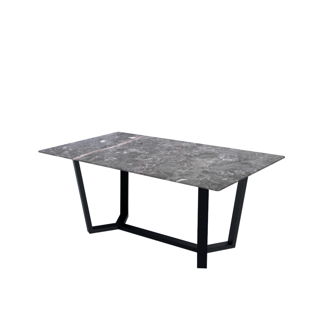 6ft Rectangular Perth Grey Natural Marble Dining Table