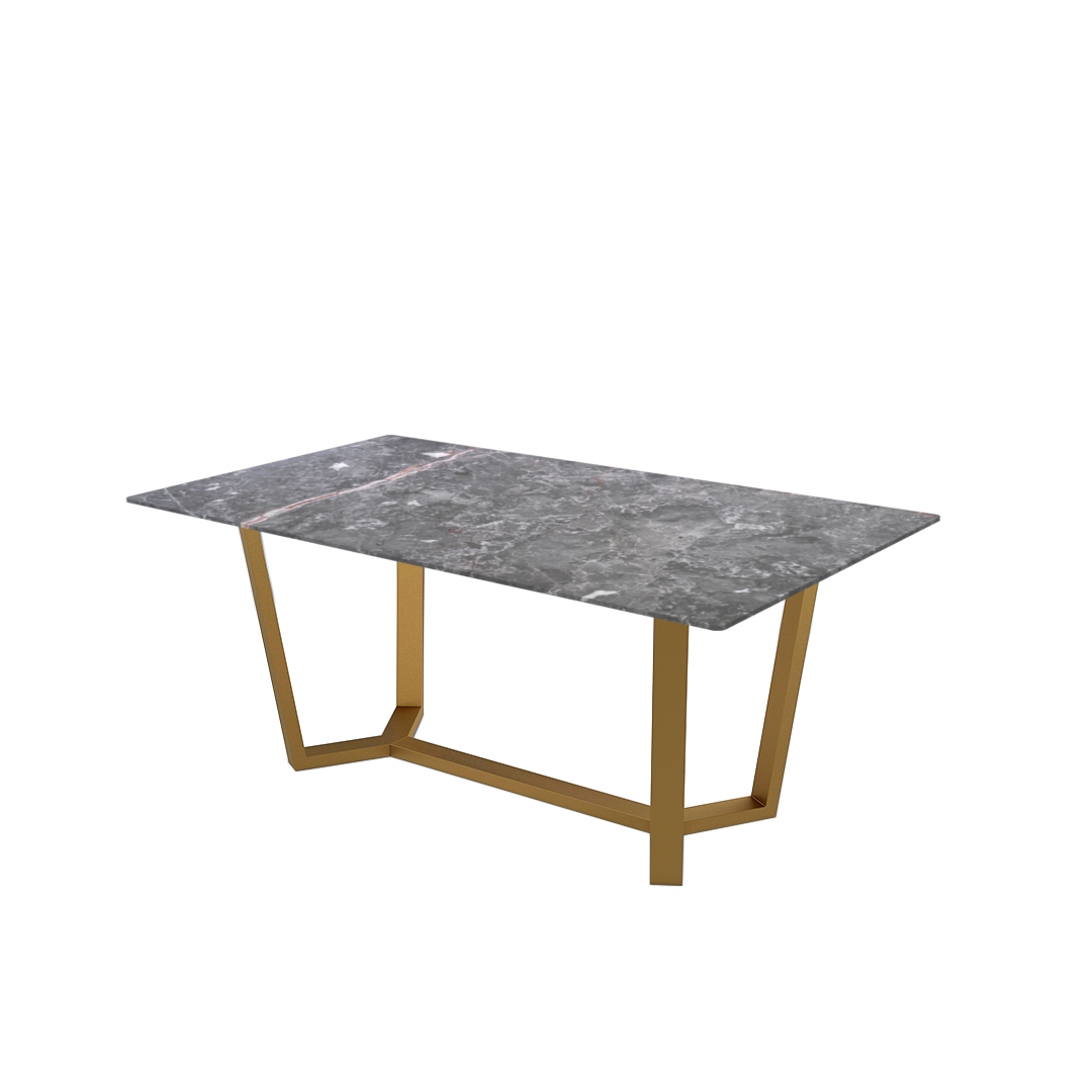 6ft Rectangular Perth Grey Natural Marble Dining Table