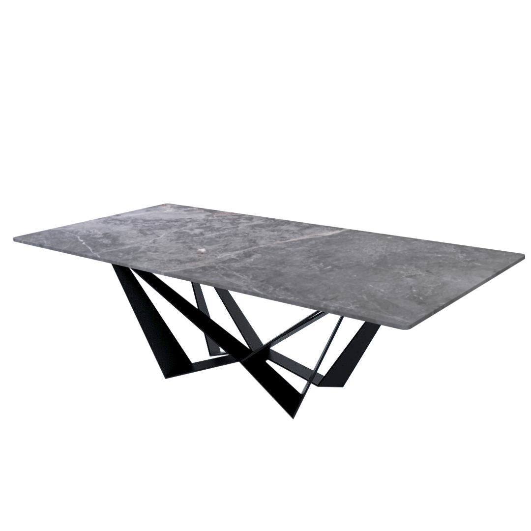 8ft Rectangular Perth Grey Natural Marble Dining Table