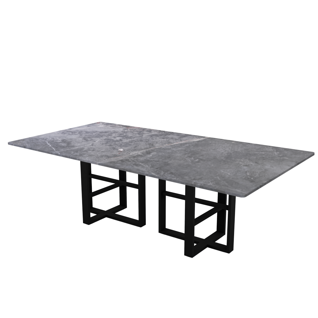8ft Rectangular Perth Grey Natural Marble Dining Table