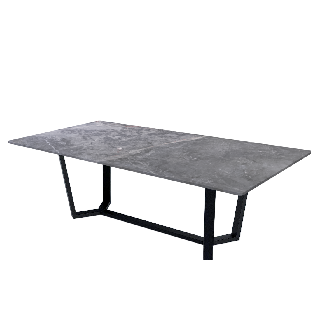 8ft Rectangular Perth Grey Natural Marble Dining Table