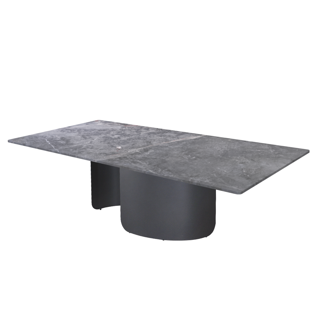 8ft Rectangular Perth Grey Natural Marble Dining Table
