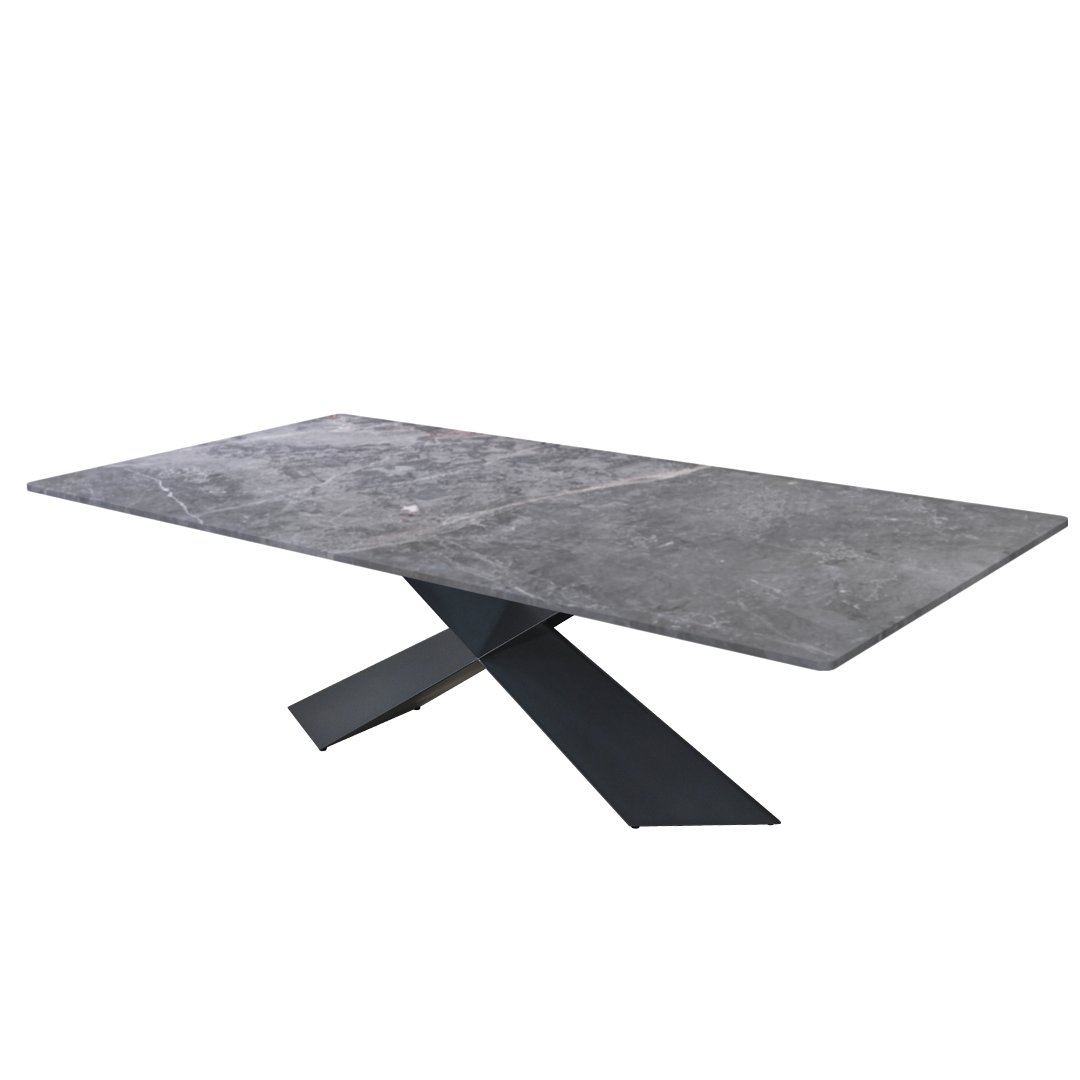 8ft Rectangular Perth Grey Natural Marble Dining Table