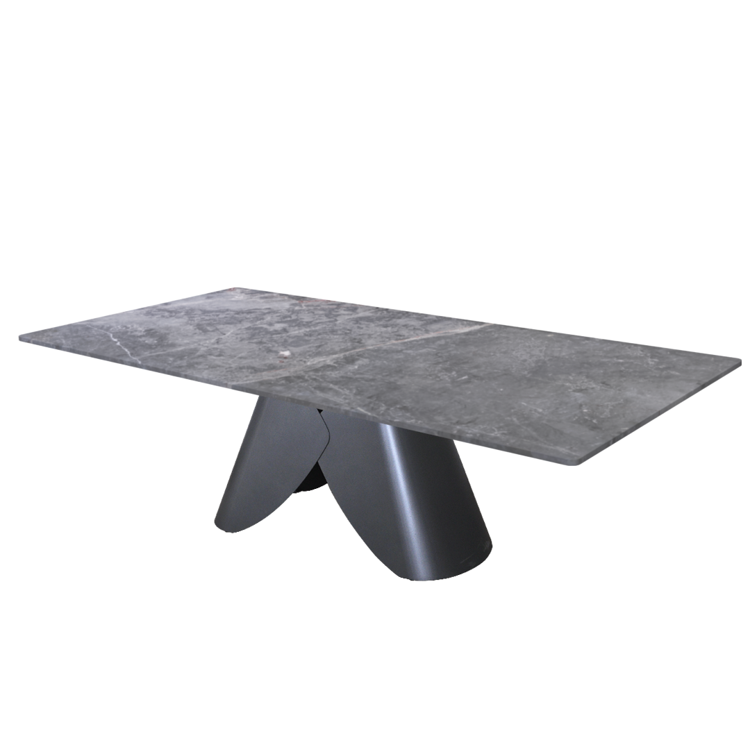 8ft Rectangular Perth Grey Natural Marble Dining Table