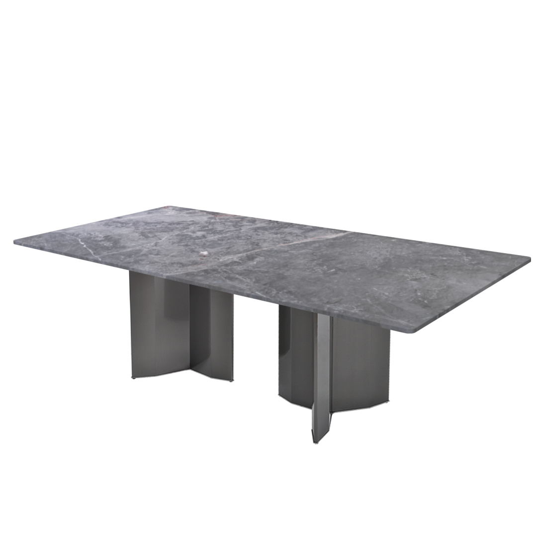 8ft Rectangular Perth Grey Natural Marble Dining Table